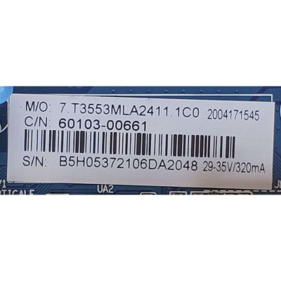 MAIN FUENTE PARA TV INSIGNIA / NÚMERO DE PARTE 60103-00661 / CV3553ML-A24 / 7.T3553MLA2411 / B5H05372106DA2048 / DISPLAY MV185WHB-N20 / MODELO 	 - Imagen 2